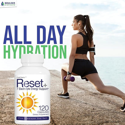Reset+ 7 Energy Electrolytes, Methyl B12, Methyl Folate, Pink Salt, Magnesium, Super B Complex, Green Tea & Green Coffee Extracts, Biotin, Zinc, 72 Trace Minerals