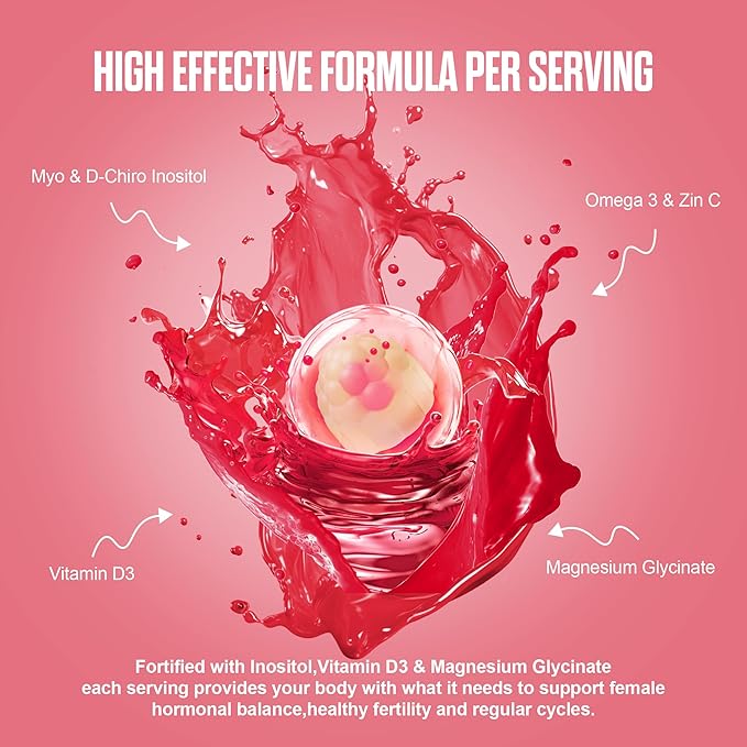 Inositol Gummies, Inositol Supplement with Myo-Inositol & D-Chiro Inositol + Vitamin D3, Ideal 40:1 Ratio, with Magnesium Glycinate 400mg, Supports Regular Cycle for Women, Vegan, 60 Gummies