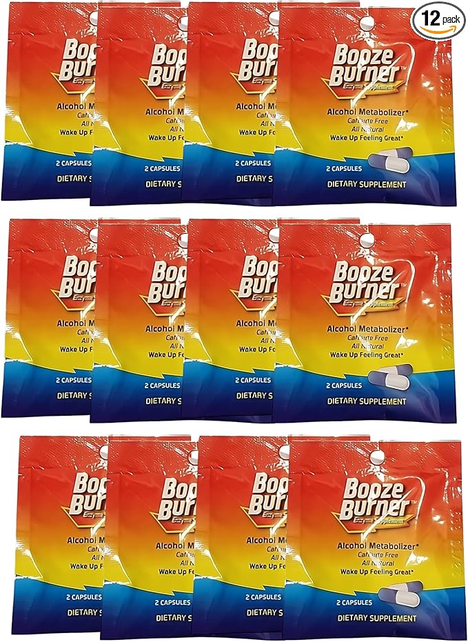 Booze Burner |12 Pack| Over-Indulgence-Prevention Ultimate Pre-Party-Supplement Hydration Great for Bachelorette Party Enjoy your wine, wake up fine. Help Reduce a possible Hangover