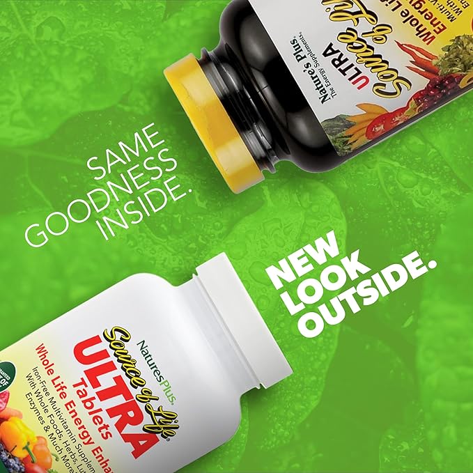 Natures Plus Ultra Source of Life No-Iron Multivitamin - 90 Tablets - Supports Immune Health, Energy & Overall Well-Being - with Lutein & Vitamin D3 - Vegetarian & Gluten Free - 30 Servings