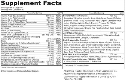 PURELY beneficial Women’s Whole Food MultiVitamin –58 Key Nutrients Including Vitamins, Minerals, Herbs, Probiotics, with Iron, Hair, Skin & Nail Complex for Complete Female Wellness- 180 Capsules
