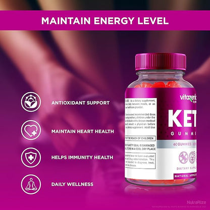 (3 Pack) Vitazenlabs Keto Gummies, Vitazen Labs Keto ACV Gummies, Keto Vitamins Plus Apple Cider Vinegar, All Natural 1000 MG Gummy Pills, Keto + ACV Official, Maximum Strength Reviews (180 Gummies)