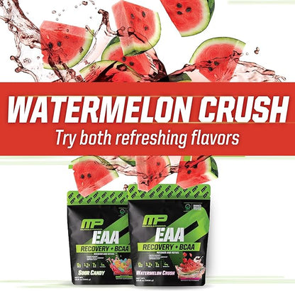 Muscle Pharm EAA Recovery + BCAAs, Post Workout Essential Amino Acids Powder, Pre Workout Energy Supplement for Men & Women with Branched Chain Amino Acids, 30 Servings (Watermelon Crush)
