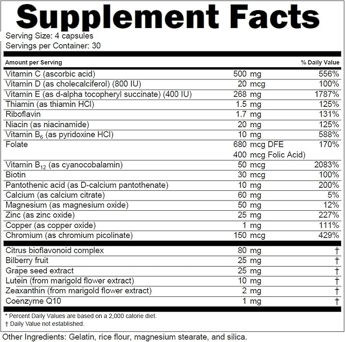 Doctor's Advantage Macular Shield Areds 2 Plus Complete Multivitamin - Eye Vitamins with Lutein & Zeaxanthin – Supports Healthier Macular Function and Comprehensive Eye Care – 120 Count