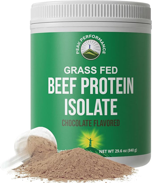 Grass Fed Beef Protein Powder - Lactose Free Great Tasting Beef Protein Isolate. Complete Animal Based Non Dairy Paleo Carnivore Protein Supplement for Prime Muscle Building. No Whey. Chocolate Flavor