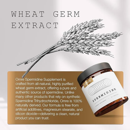 OMRE Spermidine Supplement (10mg of Non-Synthetic Spermidine) - 3rd-Party Tested 1000mg Wheat Germ Extract Standardized to No Less Than 1% Spermidine - 10mg of Natural Spermidine per Serving