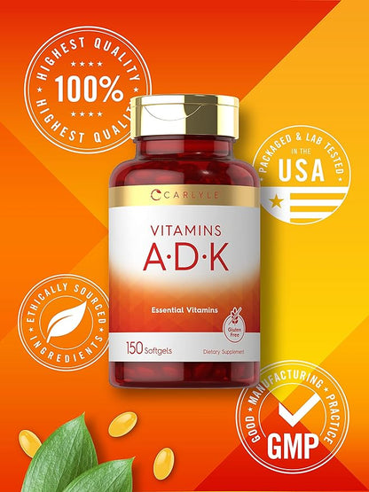 Carlyle Vitamin ADK | 150 Softgels | Non-GMO, Gluten Free Dietary Supplement