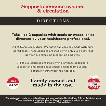 Organic Beet Root Capsules - Made in The USA, Naturally Boost Energy, Stamina, & Nitric Oxide with a Pure Organic Beet Root Supplement