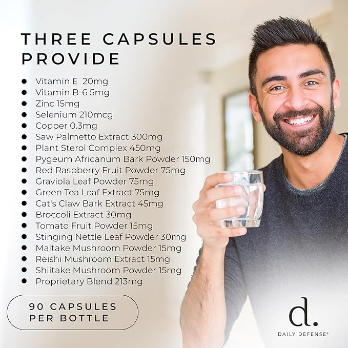 Prostate Health Supplements for Men - Prostate Supplements with Saw Palmetto Powder, Vitamin E, Zinc, Mushrooms, Pumpkin Seed - Prostate Support Dietary Supplement for Men, 90 Ct