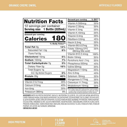 SlimFast Advanced Nutrition High Protein Meal Replacement Shake, Orange Cream Swirl, 20g of Ready to Drink Protein, 11 Fl. Oz Bottle, 4 Count (Pack of 3) (Packaging May Vary)