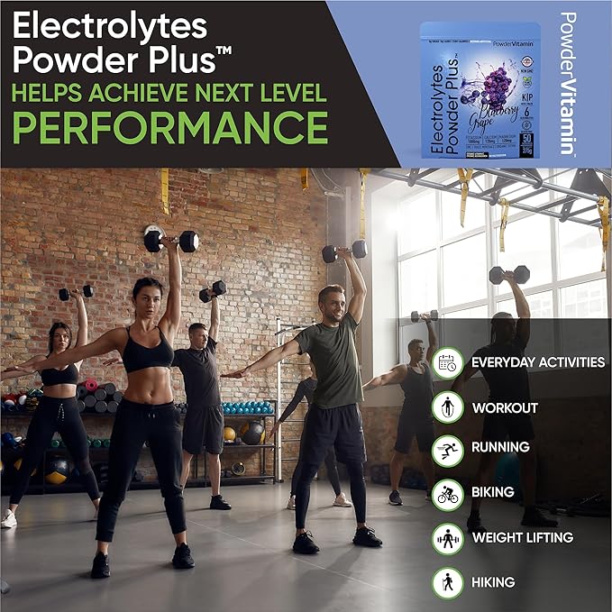 Electrolytes Powder Plus (50 Servings), 0 Calorie Keto, 0 Sugar, No Maltodextrin,1000mg Potassium,120mg Calcium,120mg Magnesium, Hydration Powder (50 Servings, Blueberry Grape)