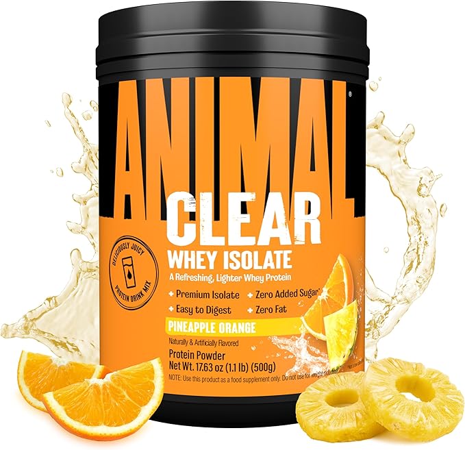Clear Whey Isolate Protein Powder - Easy to Digest and Mix, 5g BCAA, Deliciously Juicy, Refreshing Anytime Drink for Men and Women, Pineapple Orange 500g (20 Servings)