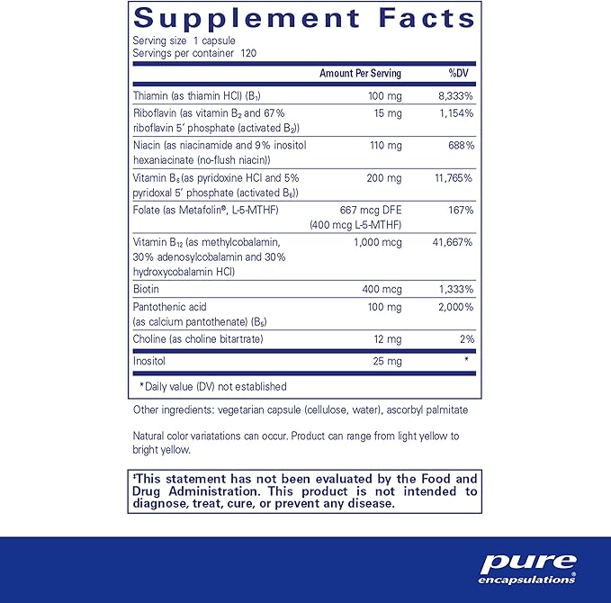Pure Encapsulations B6 Complex - Supports Nervous System & Brain Health* - Includes B Vitamins - Contains Enriched Vitamin B6 - Non-GMO & Gluten Free - 120 Capsules