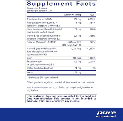 Pure Encapsulations B6 Complex - Supports Nervous System & Brain Health* - Includes B Vitamins - Contains Enriched Vitamin B6 - Non-GMO & Gluten Free - 120 Capsules