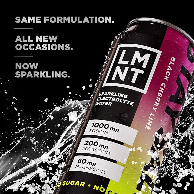 LMNT Sparkling Electrolyte Drink - Black Cherry Lime | 12-Count