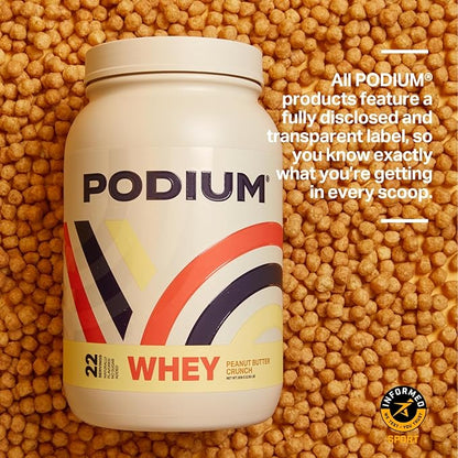 Podium Nutrition, Whey Protein Powder, Peanut Butter Crunch, 22 Servings, 27g of Whey Protein Per Serving