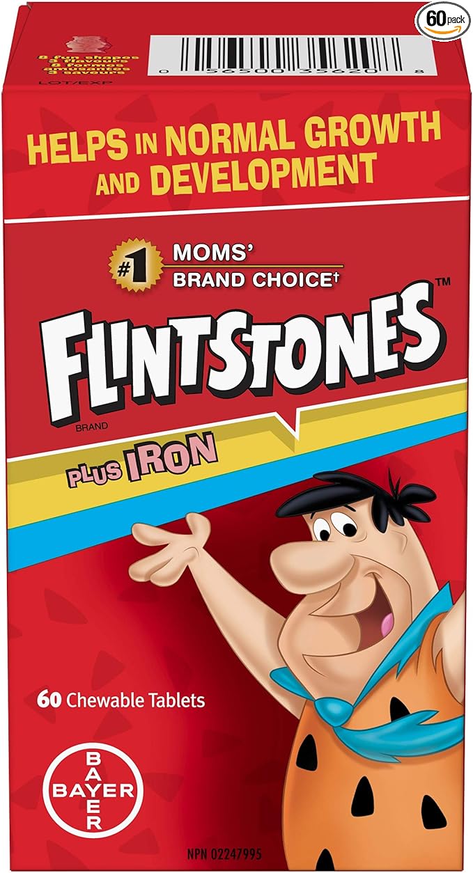 Flintstones Plus Iron Multivitamins, 60 Chewable Tablets
