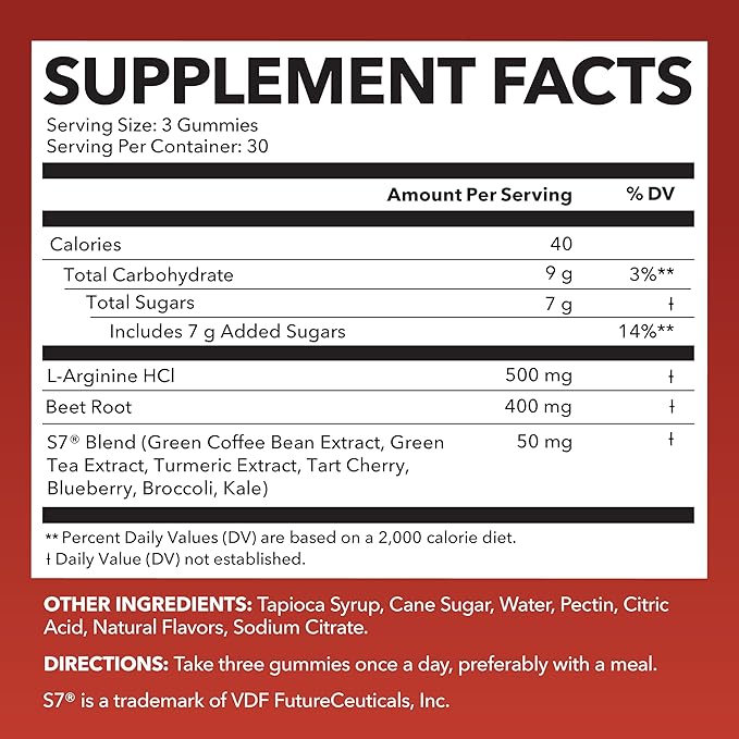 Nitric Oxide Gummies for Men and Women - Nitric Oxide Supplement with L-Arginine and Beet Root - Green Apple and Cinnamon Flavor - 90 Vegan, Gluten-Free and Non-GMO Nitric Oxide Gummies