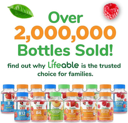 Lifeable Vitamin B Complex Gummies for Adults | with Vitamin C | Great Tasting Vitamin B Gummies | for Energy and Nerve System | Vegan B Complex Vitamins for Women, Men | 90 Gummies
