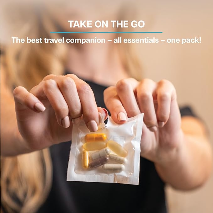 Revive MD Essential Vitamin Packs for Women & Men, Vitamins Pack Daily Nutrient Supplement - Travel-Friendly Multivitamin Packets with Arjuna & Turmeric Extract Support Heart, Joint, & Organ Health