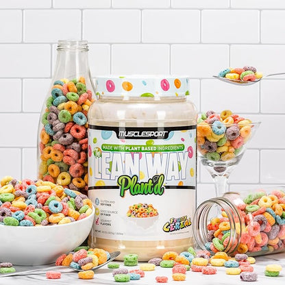 Musclesport Lean Way Plant Protein - Pea Protein and Brown Rice Protein Blend, with Added CLA, MCT and L-Carnitine - 20 Servings (Fruity Cereal)