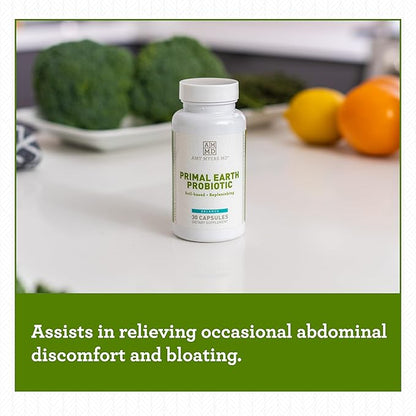 Amy Myers MD Prescription Strength Soil Based Probiotic Three Strains - Primal Earth SBO Probiotics for Normal Bowel Pattern & Healthy GI Microflora - Supports Stomach Discomfort, Bloating and Nausea