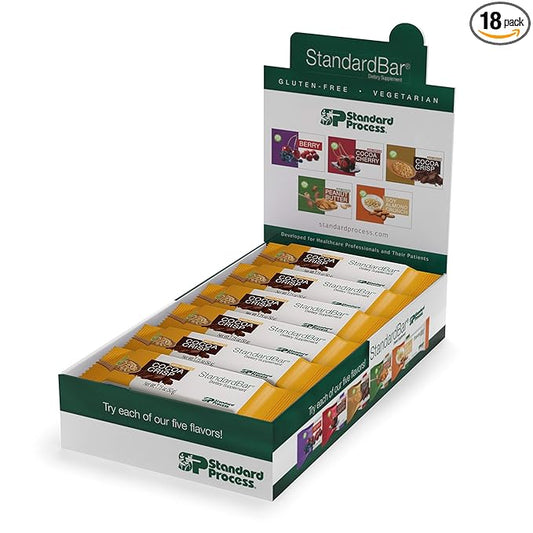 Standard Process StandardBar - Gluten-Free Protein Bar with Whole Food Formula of Calcium, Potassium, and More - Vegetarian - 18 Bar Pack - Cocoa Crisp