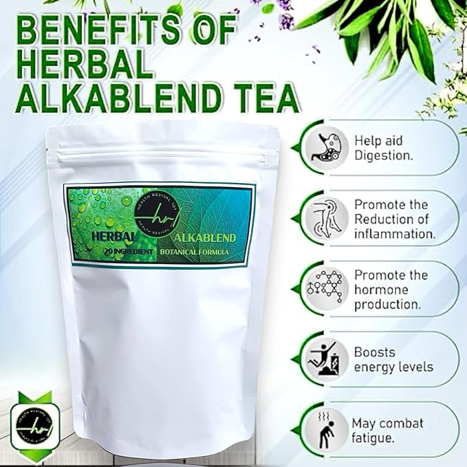 Herbal Alkablend- 20 Ingredient Tea- Holistic Wellness | Optimal Versatility in Health |Supports Immune System, Digestion, and Energy | Natural Body Cleanse and Detox
