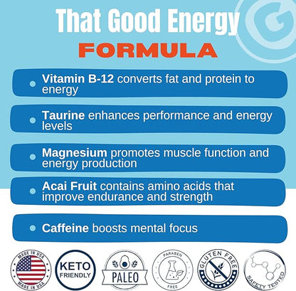 That Good Supp Co - That Good Energy Natural Energy Supplements for Women & Men - All Day Energy Pills - Energy and Focus Supplement - Sugar Free Keto Friendly B Vitamins Packed - Made in USA