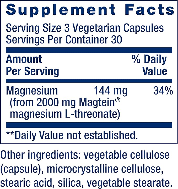 Life Extension Neuro-mag Magnesium L-threonate, Magnesium L-threonate, Brain Health, Memory & Attention, Gluten Free, Vegetarian, Non-GMO, 90 Vegetarian Capsules (Pack of 2)