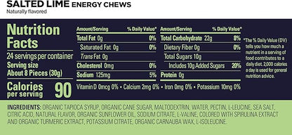 GU Energy Chews, Salted Lime Energy Gummies with Electrolytes, Vegan, Gluten-Free, Kosher, Caffeine-Free, and Dairy-Free On-The-Go Energy for Any Workout, 12 Bags (24 Servings Total)