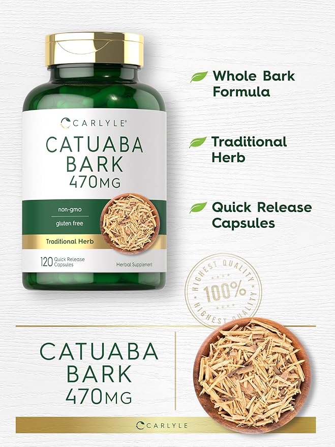 Carlyle Catuaba Bark Extract | 470mg | 120 Capsules | for Men and Women | Non GMO and Gluten Free