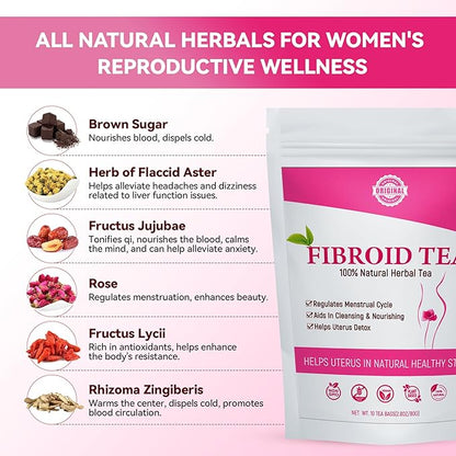 Laicuherb Fibroids Shrink Herbal Tea for Women Get Pregnant Fast & Hormone Balance, 10 Teabags Fertility Tea for Women Shrink Ovarian Cysts, Natural Detox Womb Tea to Warm Uterus and Detox