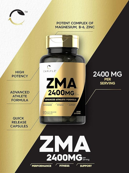 Carlyle ZMA Supplement for Men & Women 2400mg | 90 Count | Non-GMO, Gluten Free Formula
