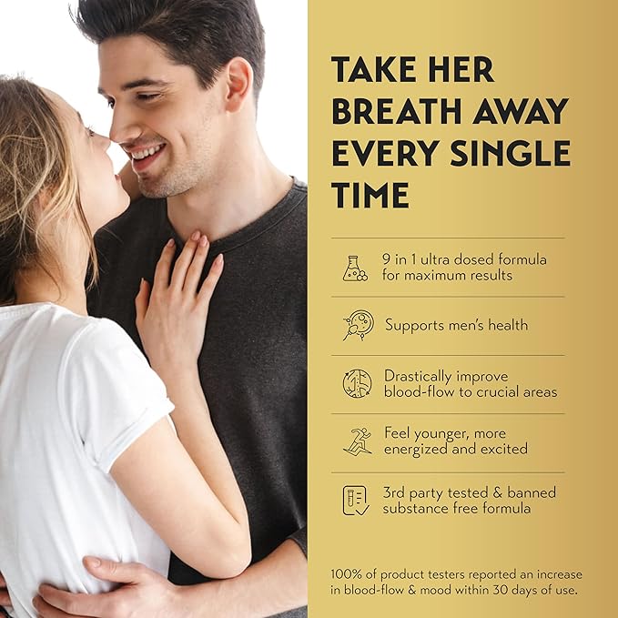 BioHack Health | HornyGoatWeed 9 in 1 Formula | 9 Active Ingredients for Blood Flow, Energy & Stamina | L-Arginine, Saw Palmetto + 7 More Ingredients | 3rd Party Tested Formula - 60 Capsules