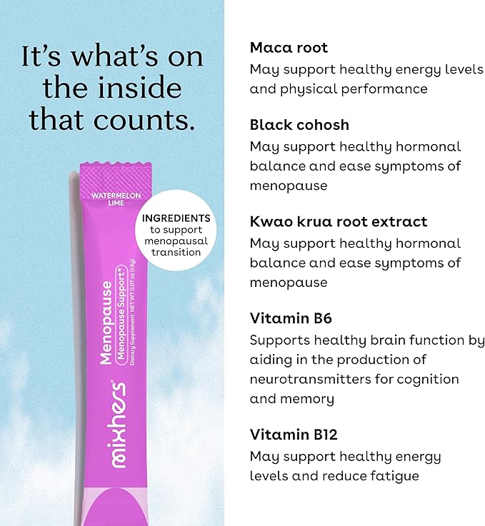 Menopause - Menopause Support Drink Mix - Women's Menopause Supplements - Hormone Balance Multivitamin - With Maca Root & Black Cohosh - Sugar Free - Vegan - 15 Drink Packets - Watermelon Lime