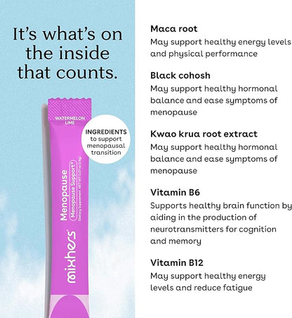 Menopause - Menopause Support Drink Mix - Women's Menopause Supplements - Hormone Balance Multivitamin - With Maca Root & Black Cohosh - Sugar Free - Vegan - 15 Drink Packets - Watermelon Lime