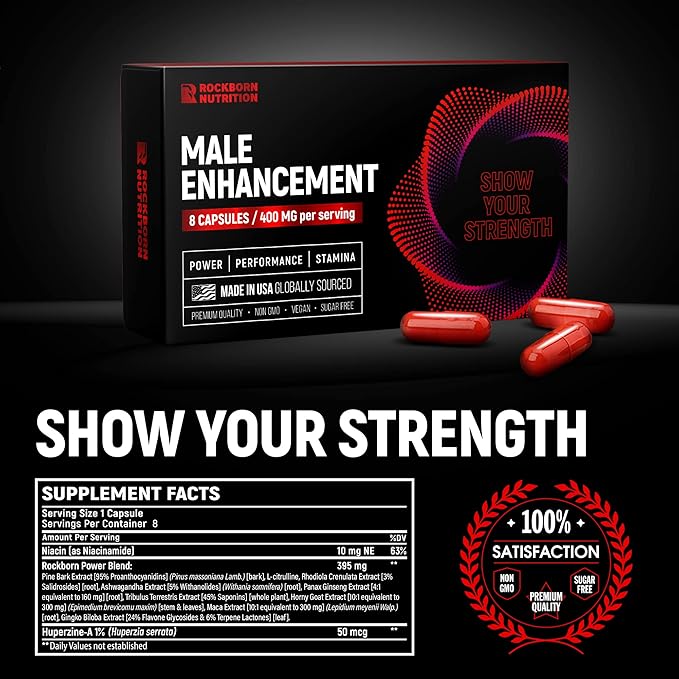 Herbal Supplement for Men’s Health with Horny Goat Weed and Tribulus Terrestris - Made in USA - 8 Capsules