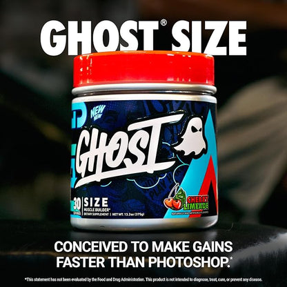 GHOST Size V3 Muscle Builder Dietary Supplement - Cherry Limeade, 30 Servings – Support Muscle Growth & Strength Building for Men & Women - Creatine & Betaine - Free of Sugar & Gluten