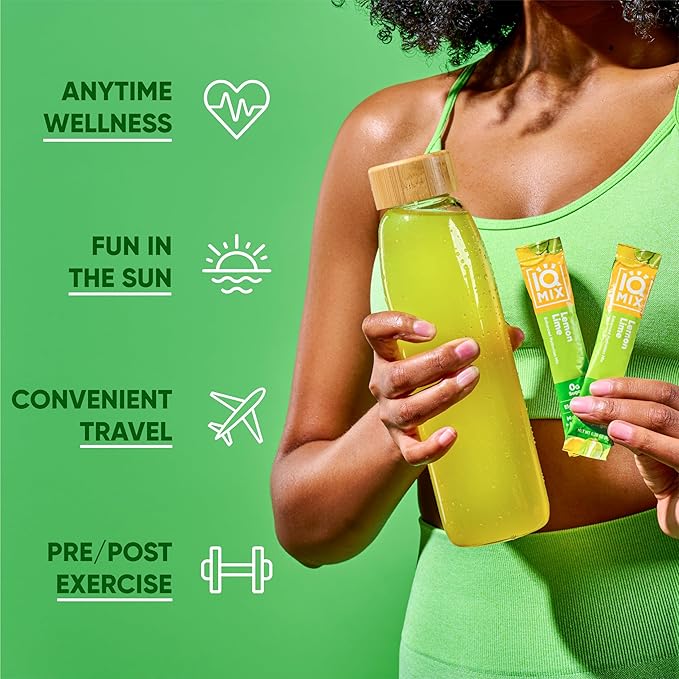 IQMIX Sugar Free Electrolytes Powder Packets - Hydration Supplement Drink Mix with Keto Electrolytes, Lions Mane, Magnesium L-Threonate, and Potassium Citrate - Lemon Lime (40 Count)