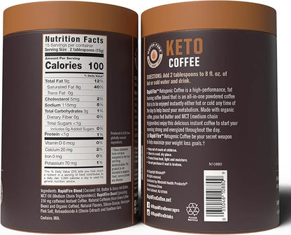 Rapidfire Keto Coffee Instant Coffee Mix, Caramel Macchiato Flavor, 7.93 Ounce (255g), 15 Servings