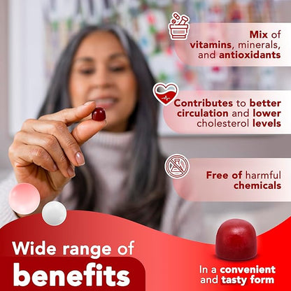 Extreme Beetroot Formula & COQ10 100mg with Grape Seed Extract, for Circulation Energy & Flow, 1500mg Beet Root Gummies Extract Gluten Free 60