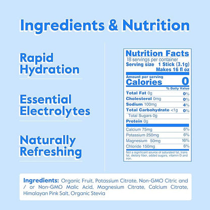 Nectar Hydration Packets - Electrolytes Powder Packets - Sugar Free & 0 Calorie - Organic Fruit Liquid Daily IV Hydrate Packets for Dehydration & Rehydration Relief (Tropical 18 Pack)