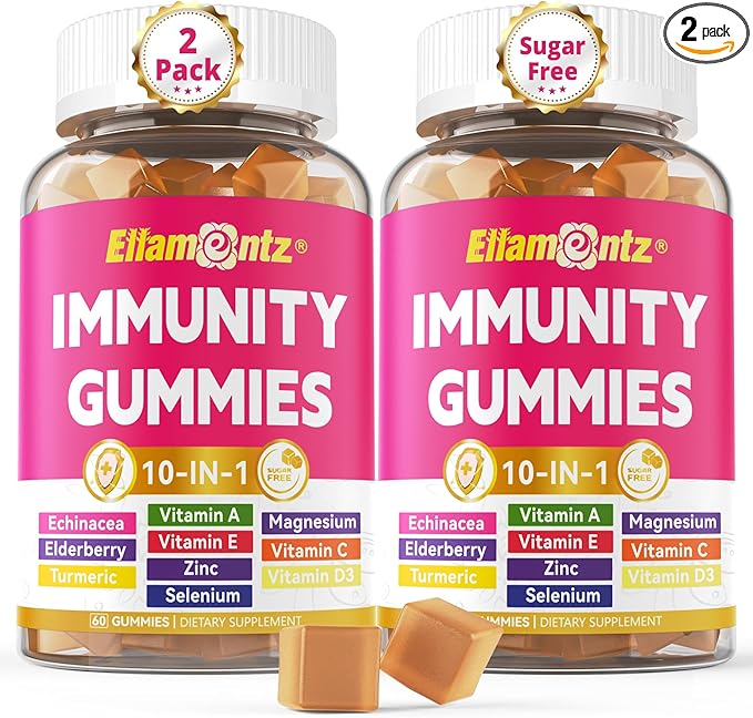 10 in 1 Daily Multivitamin Gummies Immune Boosters for Adults, w/Magnesium, Vitamin D3 5000IU, Elderberry, Echinacea, Vitamin C, Zinc & Selenium, Energy, Respiratory & Cellular Health Support, 120Cts