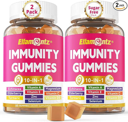 10 in 1 Daily Multivitamin Gummies Immune Boosters for Adults, w/Magnesium, Vitamin D3 5000IU, Elderberry, Echinacea, Vitamin C, Zinc & Selenium, Energy, Respiratory & Cellular Health Support, 120Cts