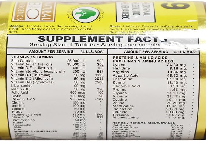 ELP ESSENTIAL Kh 9 Multivitamin Tablets Natural Bio Energetics Mineral Herb Amino Enzymes (90 Tablets)