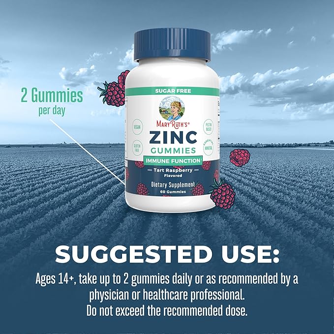 MaryRuth Organics Zinc Gummies | Zinc Supplements | Immune Support Supplement | Essential Mineral | Pectin Based | Overall Health & Wellness | Ages 14 & Up | Vegan | Non GMO | 30 Servings