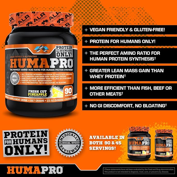 Humapro, Protein Matrix Formulated for Humans, Waste Less. Gain Lean Muscle, Fresh Cut Pineapple, 667 Grams