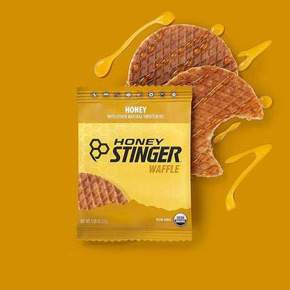 Honey Stinger Organic Honey Waffle, Energy Stroopwafel for Exercise, Endurance and Performance, Sports Nutrition for Home & Gym, Pre & During Workout, Box of 16 Waffles, 16.96 Ounce (Pack of 16)