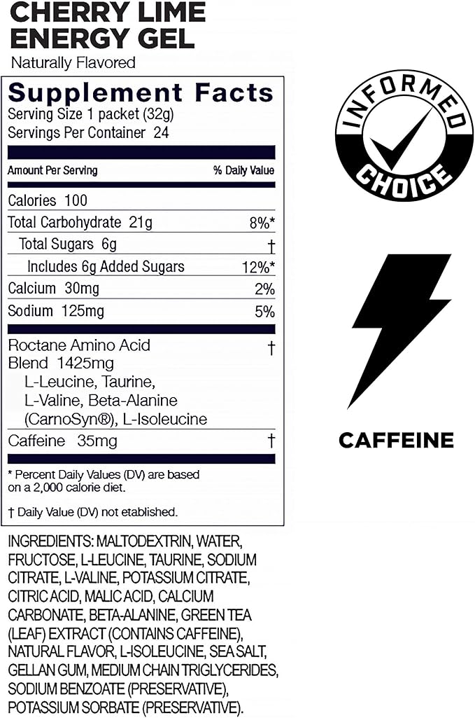 GU Energy Roctane Ultra Endurance Energy Gel, Vegan, Gluten-Free, Kosher, and Dairy-Free On-The-Go Sports Nutrition for Running, Biking, Hiking or Skiing, 24-Count, Cherry Lime